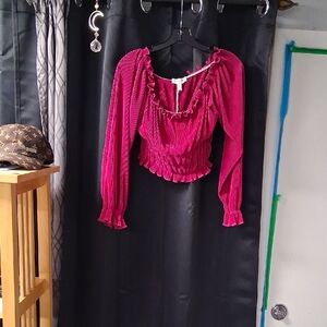 Women's Pink Ruffled Blouse